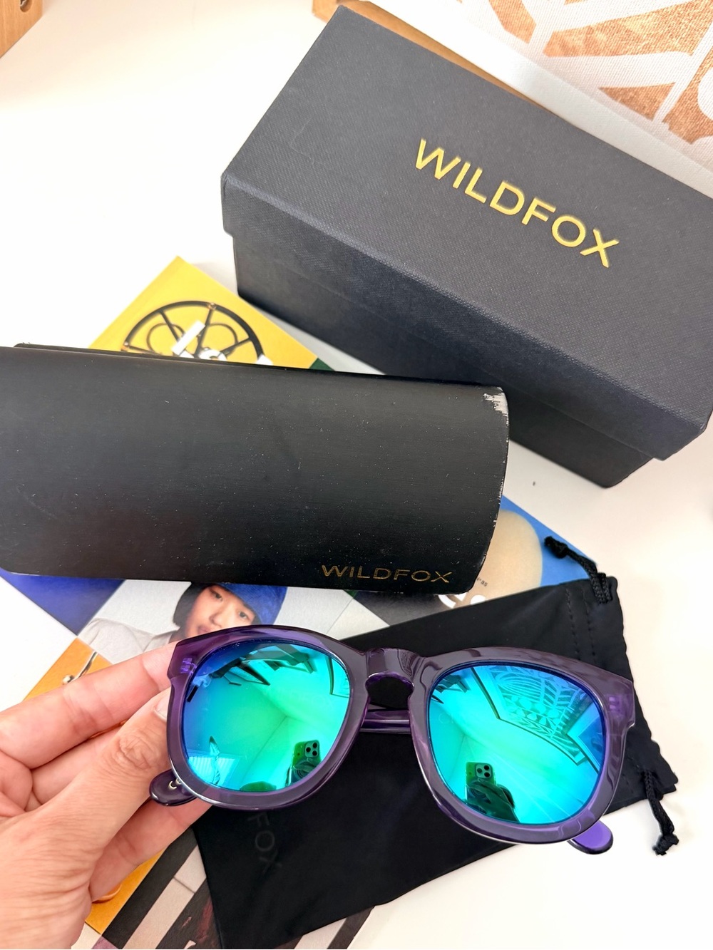 Wildfox Classic Fox Purple Frame Sunglasses with Mirrored Lense